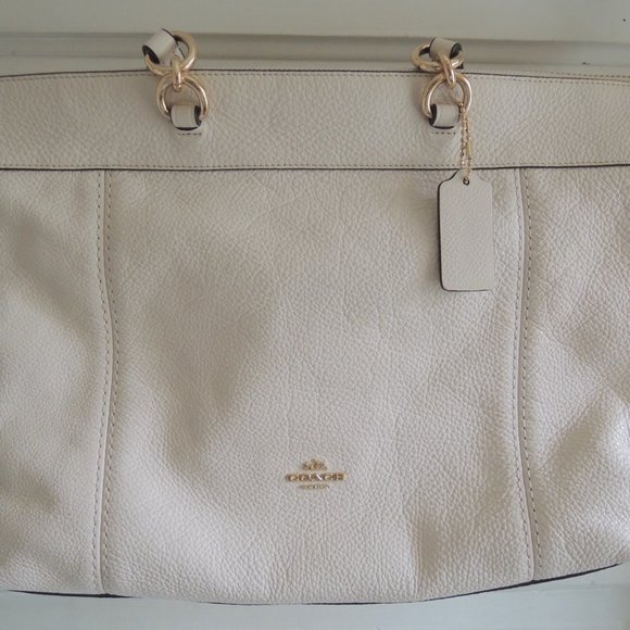 Coach Chalk White Pebbled Leather Lenox Satchel F59325 - Pristine - Picture 5 of 15